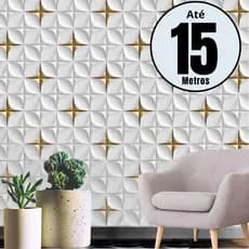 Papel de Parede 3D Cinza com Dourado Geométrico – Adesivo Autocolante 5m x 45cm