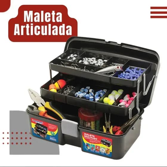 Maleta Pesca Articulada com 2 Bandejas Organizadora Ferramentas Multiuso Resistente