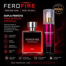 Kit para o casal Ferofire perfume Ferofire masculino + Body splash ferofeme feminino
