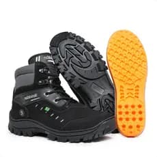 Bota Adventure Masculina Coturno Masculino Couro Cano Curto trilha Camping Tracking Reforçado Macio