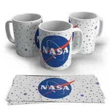 Caneca Xicara cerâmica 325ml personalizada arte Nasa