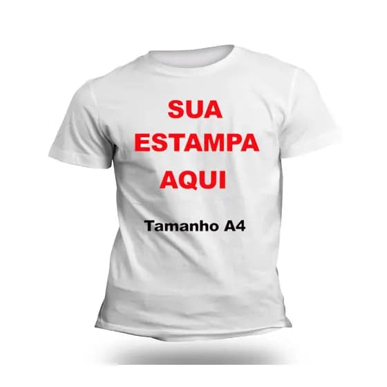 Camiseta Personalizada Estampa A4 Foto Imagem Logo Frase cor Branca