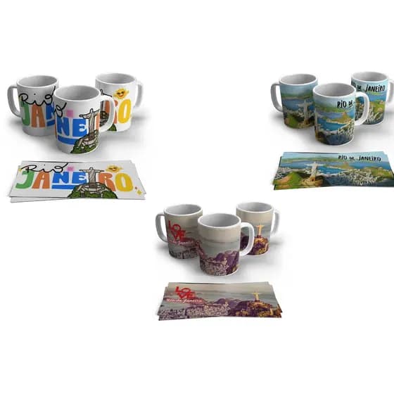 Caneca Xicara de café  Tema Rio de Janeiro Porcelana 325ml Personalizadas