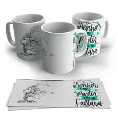 Caneca Xicara cerâmica 325ml personalizada Salmo 23