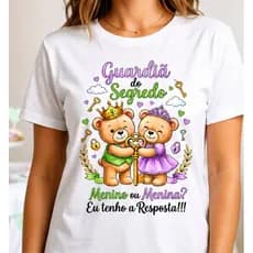 ​Camiseta Chá Revelação Guardiã Do Segredo Ursinhos Baby Look / Unissex Festa