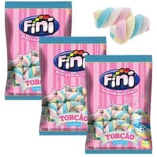 Kit 3 Unidades Marshmallows Fini Torção Colorido 250g