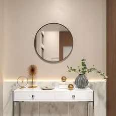 Espelho Decorativo Redondo Lapidado 60cm Com Moldura + Kit Instalação