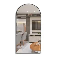 Espelho Oval Base Reta 100x50 Com Moldura em Couro