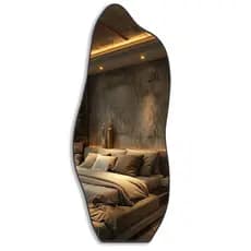 Espelho Orgânico 100x50 Lapidado Decorativo Para Quarto Sala Banheiro