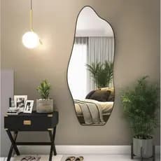 Espelho Orgânico Com Moldura Em Couro Corpo Inteiro100x50 Espelho Grande Decorativo Sala Banheiro Quarto