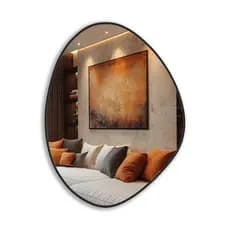 Espelho Orgânico 60x40 Com Moldura Em Couro