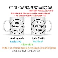 KIT 08 Canecas Personalizadas com sua Logo ou Arte ou Foto.personalize sua caneca