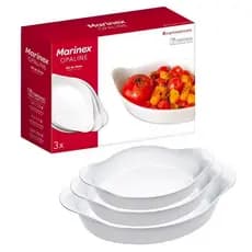 Conjunto de Assadeiras Nadir Opaline em Vidro 3 Peças