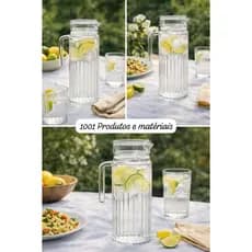 Jarra de vidro com tampa para agua suco , 950 ml.