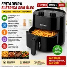 Fritadeira Elétrica Sem Óleo 3 Litros 1200w 220v Saudável Prática Econômica