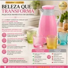 Conjunto Garrafa Térmica 190ml Com Quatro Canecas Vidro Rosa Elegante Durable Practico
