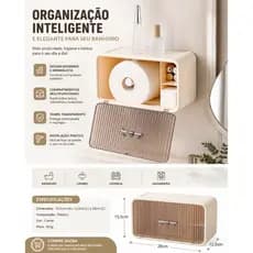 Organizador Banheiro Porta Papel Toalha Design Compacto Cores Suaves