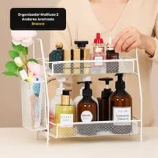 Organizador Multiuso Duplo Aramado Branco Compacto Facil Limpeza