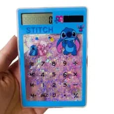 Calculadora Acrilica Stitch com Glitter / Lilo & Stitch / Material Escolar / Calculadora Cristal
