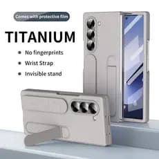 Para Samsung Galaxy Z Fold 7 6 5 Caso ELVEV Sensação De Pele Duro PC Suporte Invisível Escudo Com Alça De Pulso
