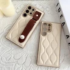 Para Samsung Galaxy S23 S24 S25 Ultra Caso ELVEV Anti-Queda Couro Do Plutônio Lente Proteção Capa Telefone Com Alça De P