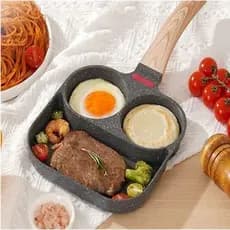 Frigideira Prática 4 em 1 Antiaderente - Para Ovos, Hambúrguer e Sanduíche, Cozinhe Rápido e Fácil de Lavar