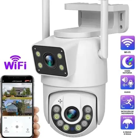 Câmera de Segurança WiFi A Prova de águaLente Dupla  APP YOOSEE ou V380  Externa Visão câmera 360 Graus Wifi