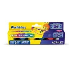 Tempera Tinta Guache Efeito Neon Acrilex Com 6 Cores 15 Ml - 01006