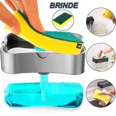 Kit Porta Detergente 2 Em 1 Esponja Limpeza Dispenser Dosador Detergente + Esponja Limpeza Louça