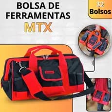 Bolsa Em Lona Para Ferramentas 32 Bolsos Grande e Resistente MTX Com Costura Reforçada Profissional