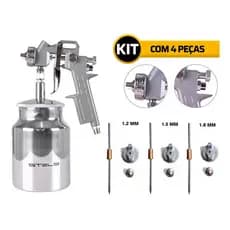 Pistola De Pintura Pulverizadora Profissional Automotiva 1L Alta Pressão Compressor Pequeno HVLP