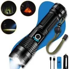 Lanterna Super Potente T9 P50 Tática Mais Forte Do Mundo Fazenda Camping Segurança Recarregável USB