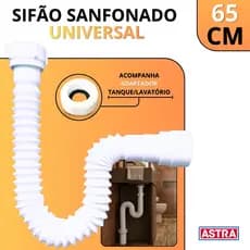 Sifão Sanfonado Universal Flexivel Para Pia Cozinha Tanque Banheiro Lavatorio Anti Odor Branco Astra