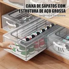 Caixa de Sapatos Dobrável com Zíper e Design Transparente