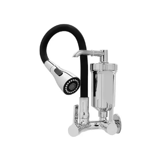 Torneira Cozinha Metal Inox Luxo Cromada Tubo Flexível Filtro Gourmet Pia Parede Luxo