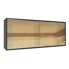 Armário de Cozinha Aéreo 2 Portas de Correr de Vidro Reflex Preto Reims Madesa