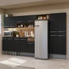 Armário de Cozinha Completa 293cm Rustic/Preto Emilly Madesa 011