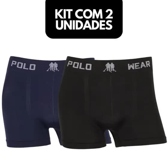 Kit 2 Cuecas Masculinas Boxer Microfibra Lisa Sem Costura Sortido Marca Polo Wear