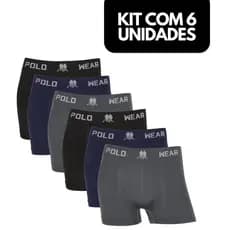 Cueca Infantil Menino Criança Box Boxer de Perna Lisa Microfibra Sortidas Polo Wear Kit 6 Peças