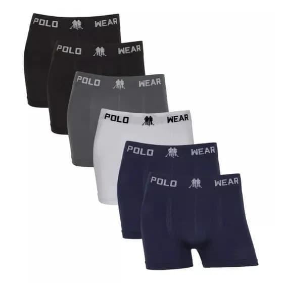 Kit 6 Cuecas Polo Wear Original Adulto Masculino Lisa Sem Costura Microfibra