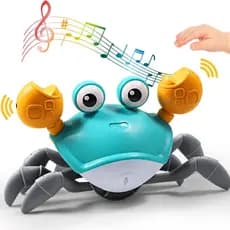Brinquedo Bebê Carangueijo Caranguejo Fujão USB Toca Música Com Sensor de Movimento Indução Cor Azul