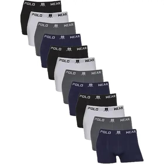 Kit 12 Cuecas Boxer Microfibra Polo Wear Conforto Lisa Adultos Original Barata