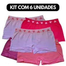 Kit 6 Calcinhas Boxer Shortinho Infantil Roupa Íntima Criança Menina Cueca Feminina Kids Sem Costura