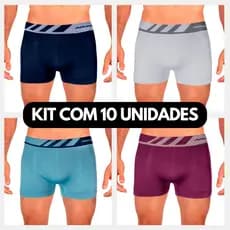 Cueca Boxer Masculino Lisa Sem Costura Microfibra Confortável Kit Com 10