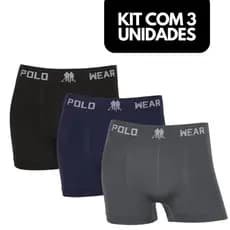 Cueca Infantil Menino Criança Box Boxer de Perna Lisa Microfibra Sortidas Polo Wear Kit 3 Peças