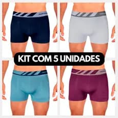 Cueca Boxer Masculino Lisa Sem Costura Microfibra Confortável Kit Com 5
