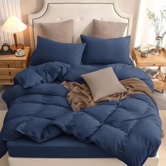 Capa de Edredom Duvet Casal + lençol 3 Pçs Total 4pçs Cover Confort 400 Fios Liso e Estampado