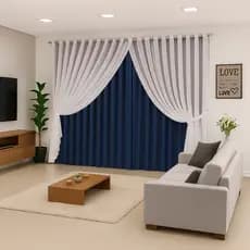 Cortina Forro com Voil 2,50 x 2,30 Micropercal Leveza e Otimo Caimento Varão Simples