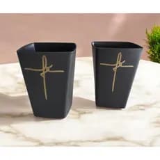 10 Copo Quadrado Plástico Estampado Fé 300 ml Estilo e Inspiração para Seu Dia