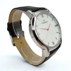 Relógio masculino prata pulseira de couro preto 42mm CN20006Z Champion